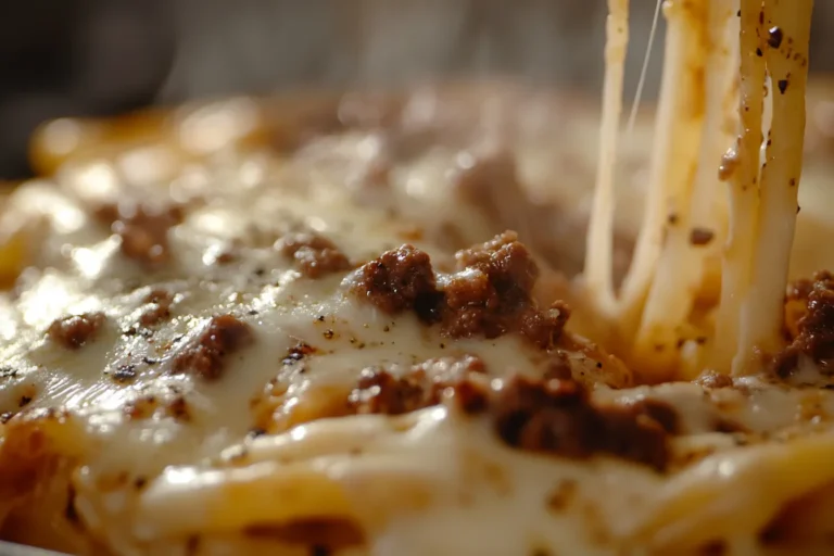 Cheesy Garlic Butter Linguine Pasta with Savory Ground Beef