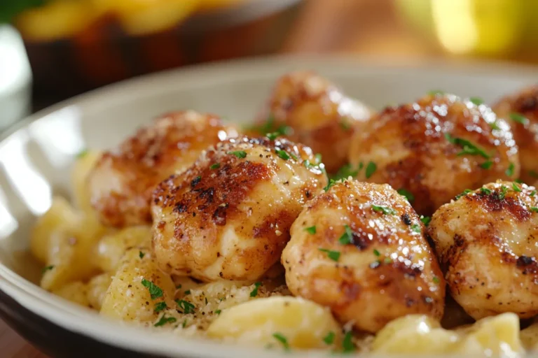 Garlic Butter Chicken Bites with Creamy Parmesan Pasta