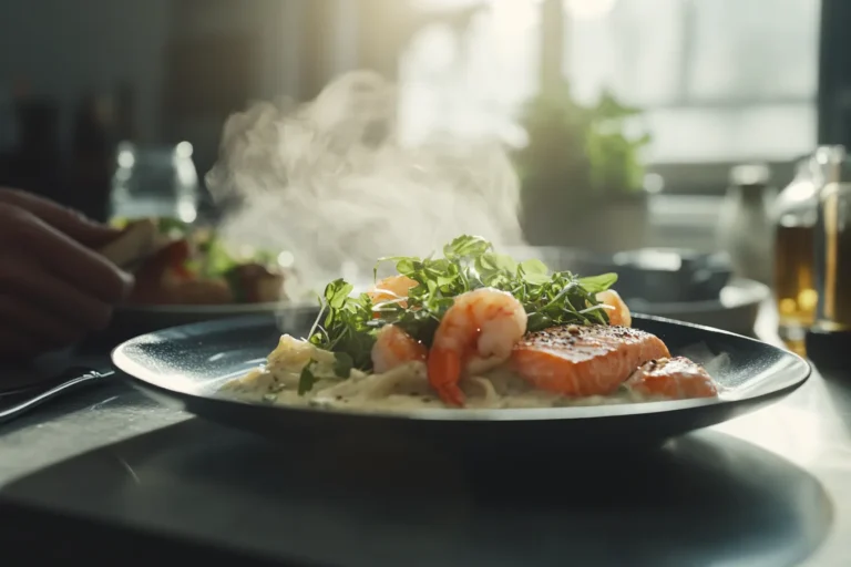 Salmon and Shrimp Alfredo