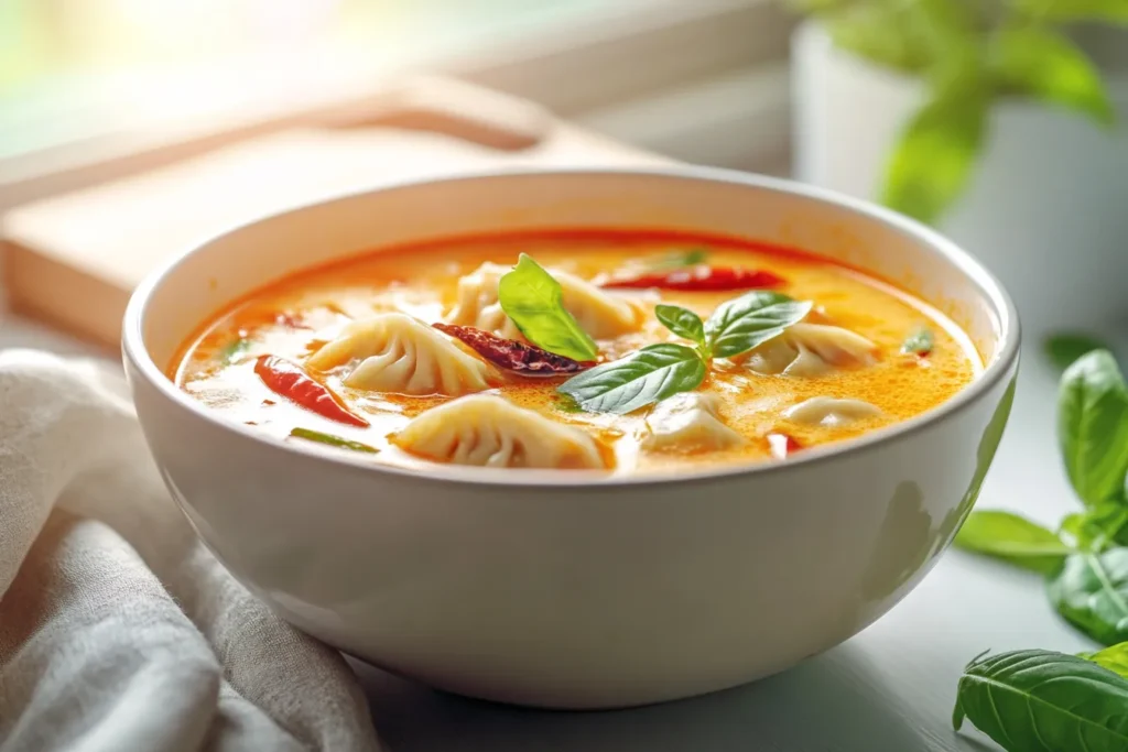 Thai Red Curry Dumpling Soup