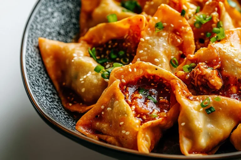 Chicken Wontons in Spicy Chili Sauce