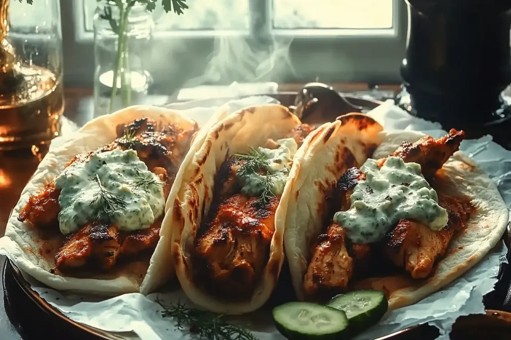 Greek Chicken Gyros with Cucumber Tzatziki