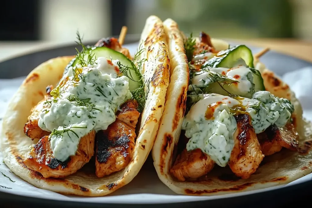 Greek Chicken Gyros with Cucumber Tzatziki