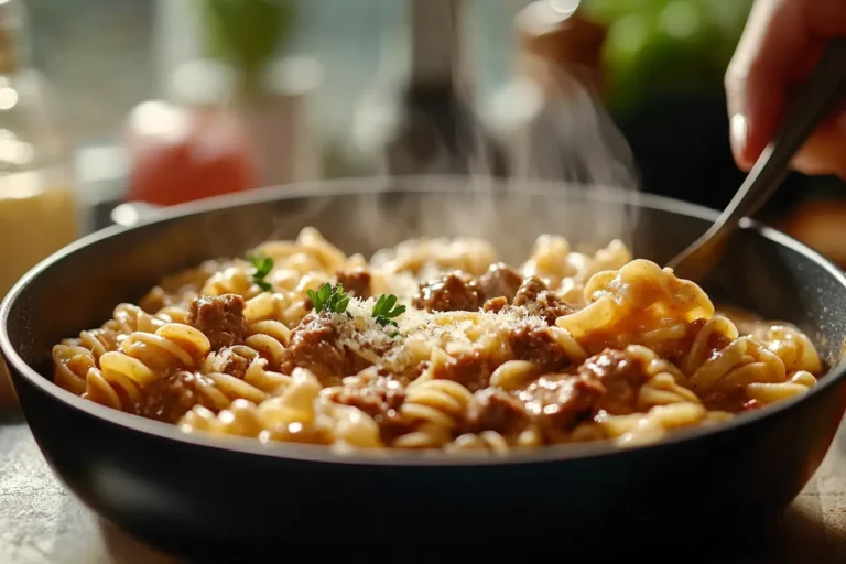 One-Pot Creamy Beef and Garlic Butter Pasta
