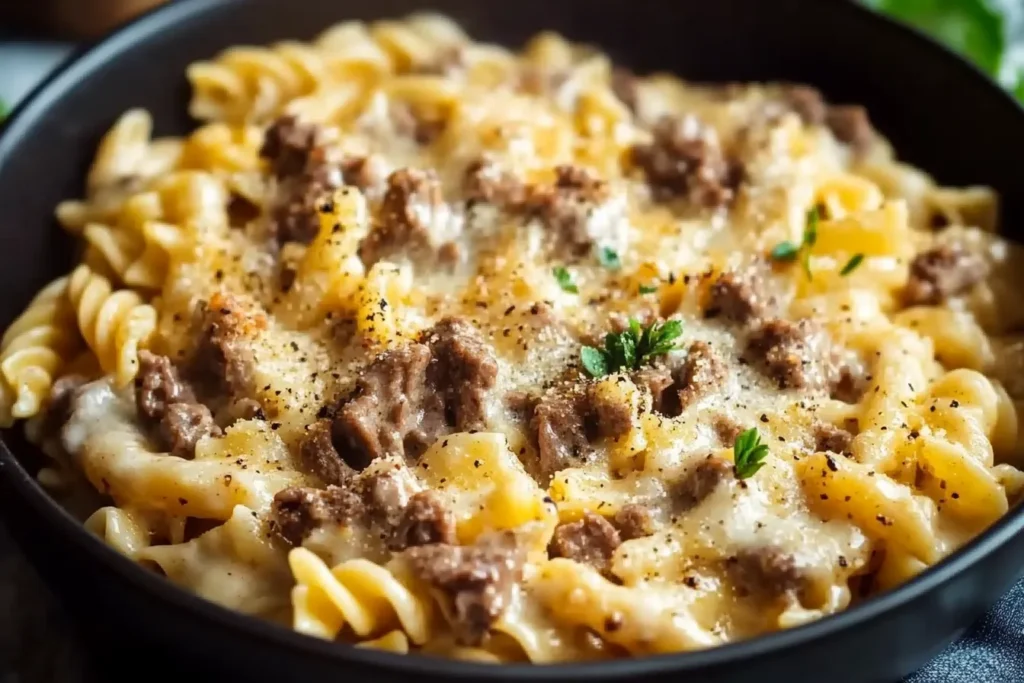 Creamy Slow Cooker Beef Pasta