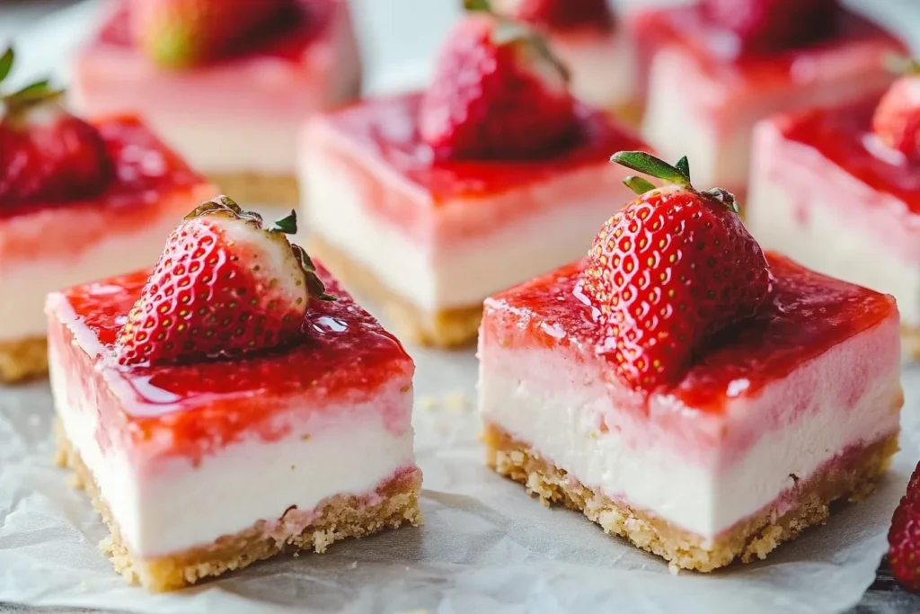 No-Bake Strawberry Cheesecake Bars