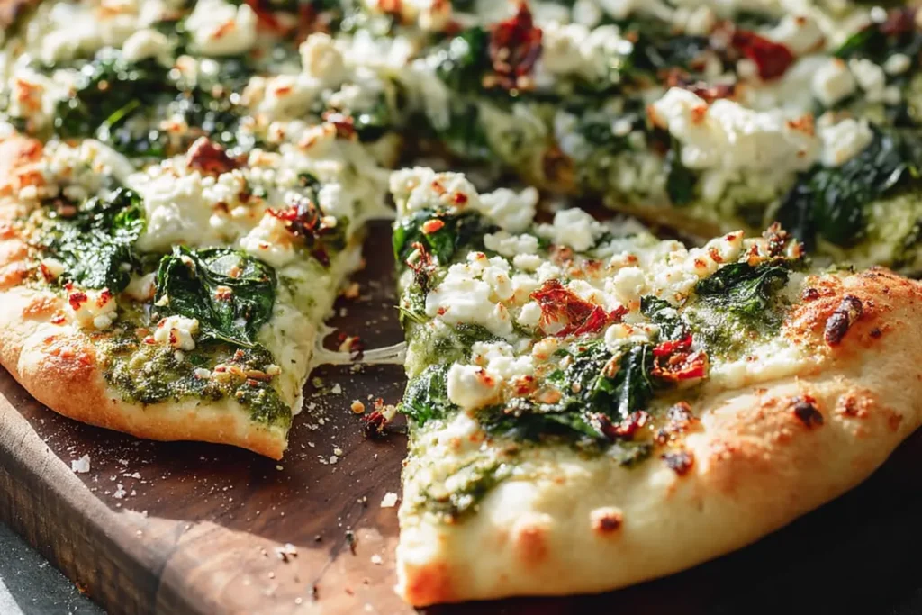 Pesto Spinach Flatbread Pizza