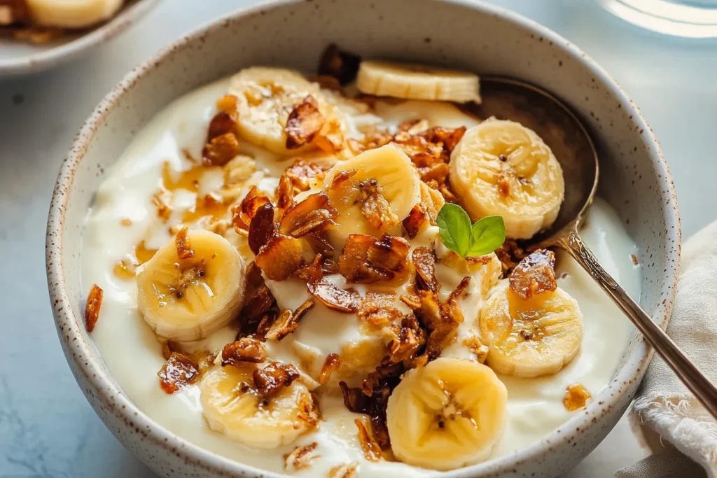 High-Protein Caramelized Banana Yogurt Bowl